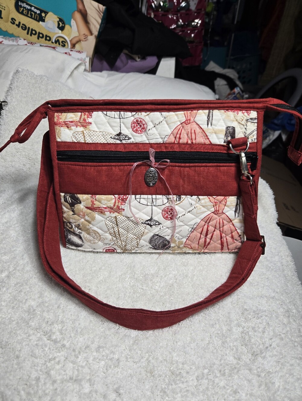 Dressmaker Handmade Crossbody Bag Quilted Fabric